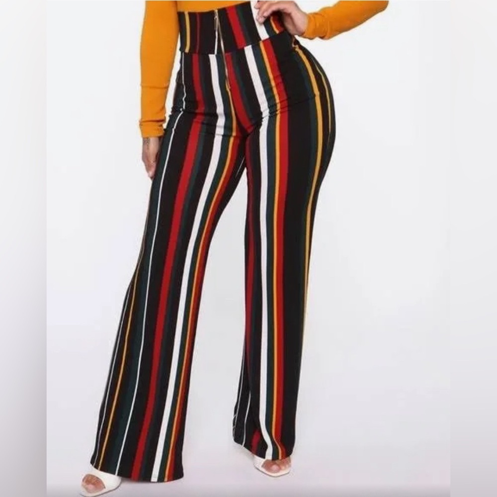 Fashion Nova Multicolor Striped Wide Leg Pants